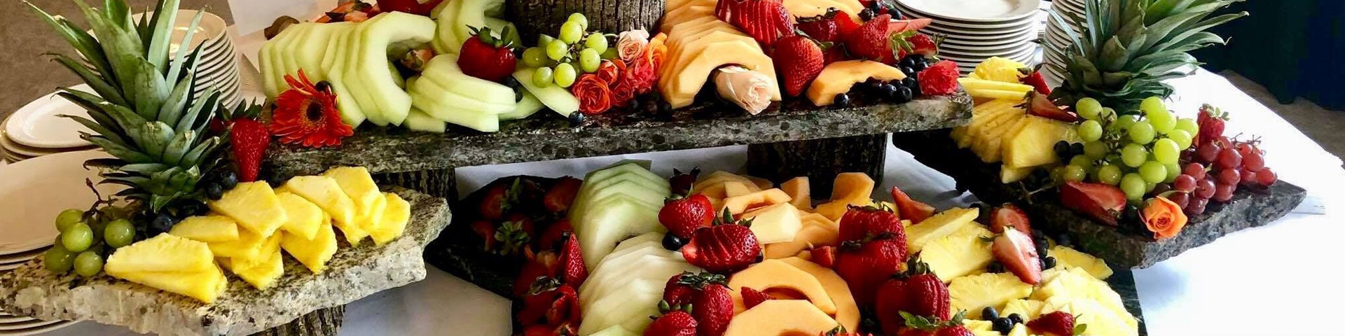 Sliced fruit display by Normandy Catering