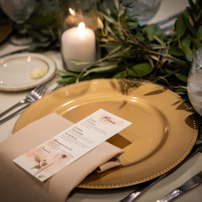 wedding place setting with menu