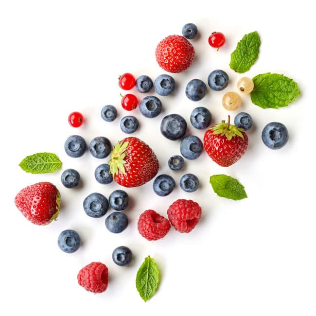 fruit & mint leaves on transparent background