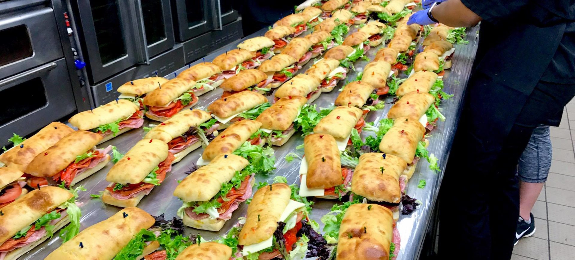 sandwiches in production at Normandy Catering