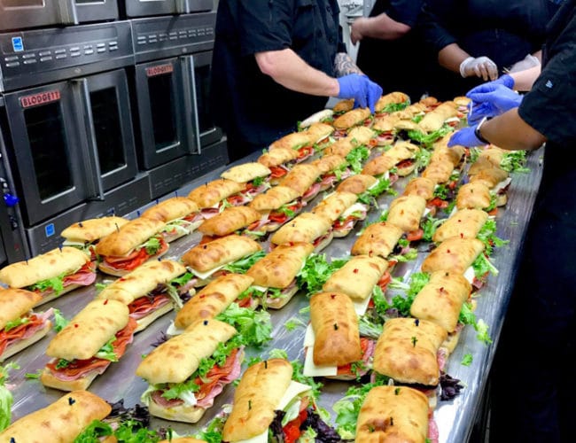 sandwiches in production at Normandy Catering